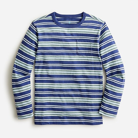 Kids' long-sleeve pocket T-shirt in stripe | J. Crew US