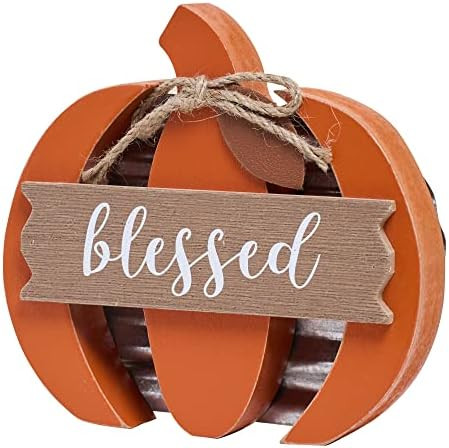 HPC DECOR Fall Tiered Tray Decor- Fall Decor Artificial Pumpkin- Rustic Wooden Fall Sign Table De... | Amazon (US)