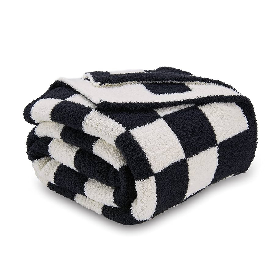 CozeCube Checkered Blanket, Ultra Soft Cozy Black and White Throw Blanket, Warm Cozy Knit Fuzzy P... | Amazon (US)