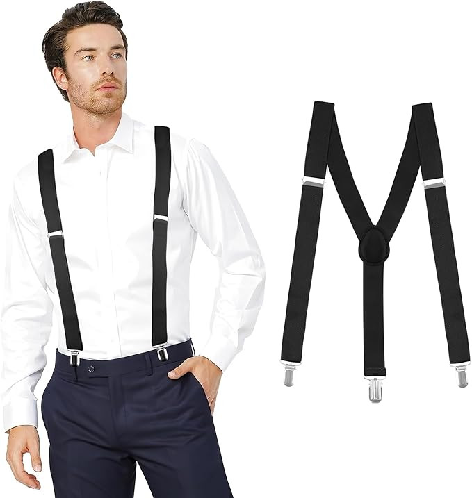 Men's Adjustable Suspenders with Elastic Straps Y-Back,Hiking Suspenders Under Clothes | Amazon (US)