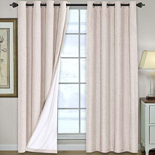 Linen Blackout Curtains 96 Inches Long 100% Total Blackout Heavy-Duty Draperies for Living Room B... | Amazon (CA)