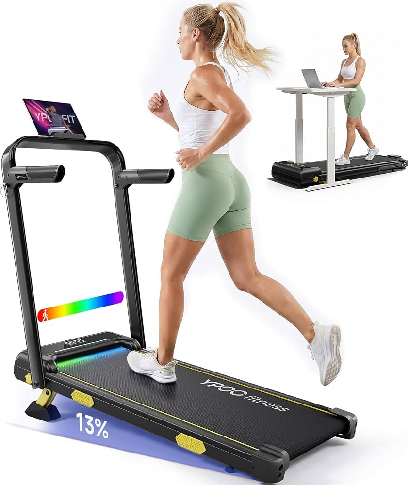 YPOO Foldable Treadmill with Incline, Walking Pad with Handle Bar 3 Level Incline, Portable Foldi... | Amazon (US)