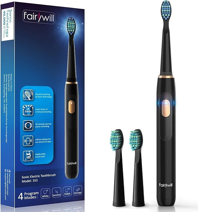 Fairywill Electric Toothbrush Sonic Rechargeable for Adults and Kids, Travel-Friendly Design Whit... | Amazon (US)