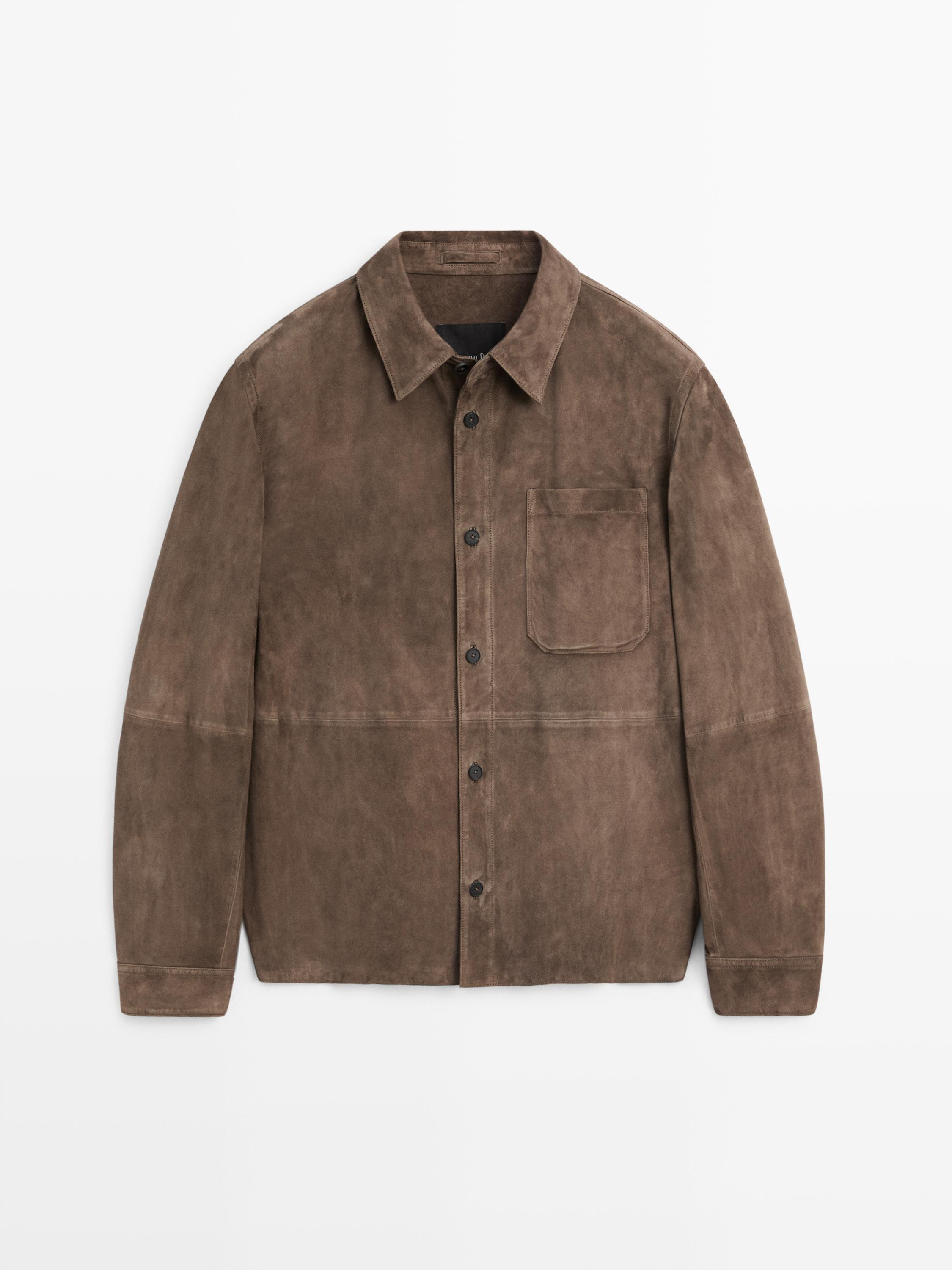 Suede leather overshirt | Massimo Dutti US