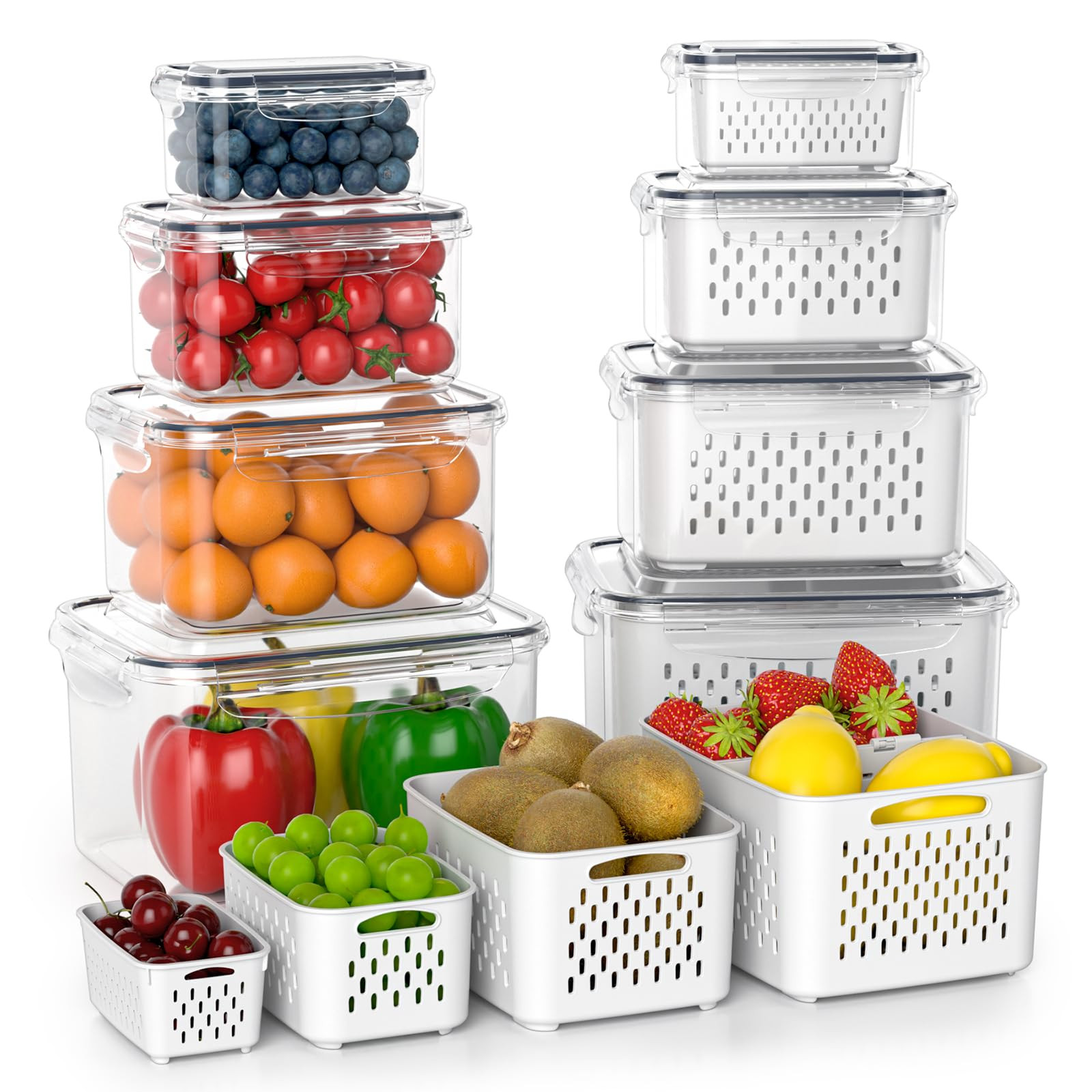 Fruit Storage Containers for Fridge with Removable Colander, 8 Pack Fruit Containers for Fridge w... | Amazon (US)