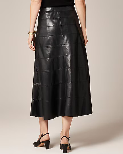 Seamed circle skirt in faux leather | J. Crew US