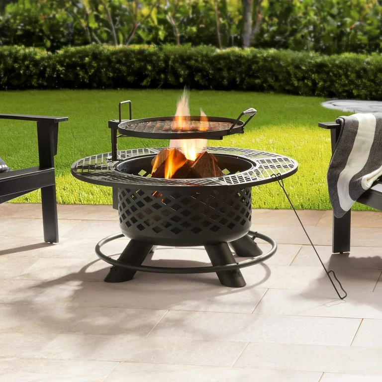 Mainstays 40-inch Wood Burning Ranch Fire Pit with Removable Stainless Steel Cooking Grate and Co... | Walmart (US)