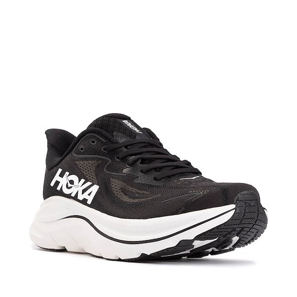 Womens HOKA Clifton 10 Athletic Shoe - Black / White | Journeys