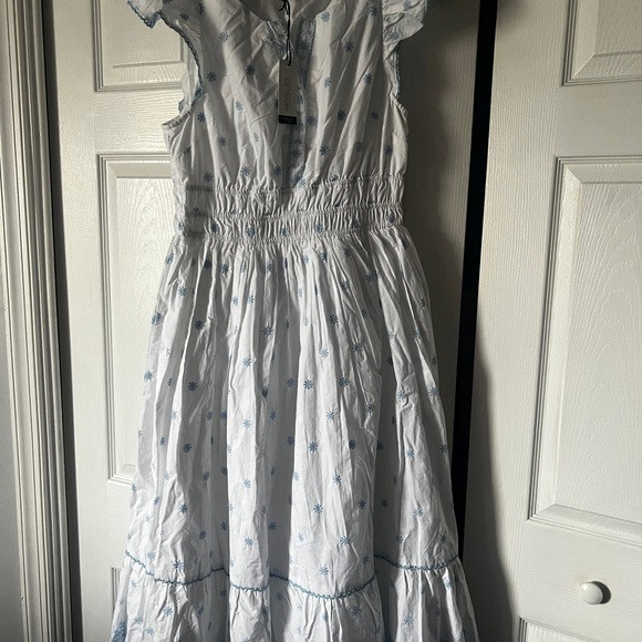 Rachel Zoe White Dress with Light Blue Floral Detail | Poshmark