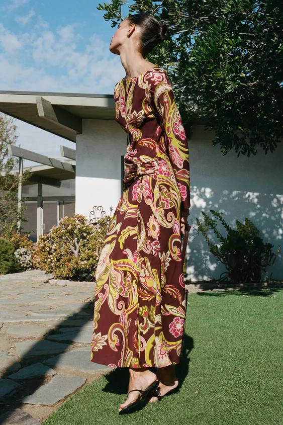 PRINTED MIDI DRESS | Zara US