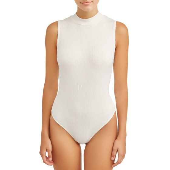No Boundaries Juniors' rib knit mock neck sleeveless bodysuit | Walmart (US)