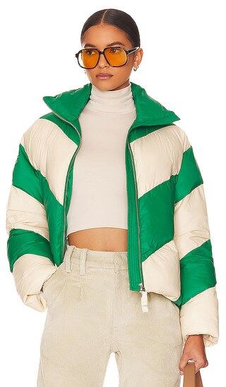 Wylee Puffer Jacket in Green & Ivory | Revolve Clothing (Global)