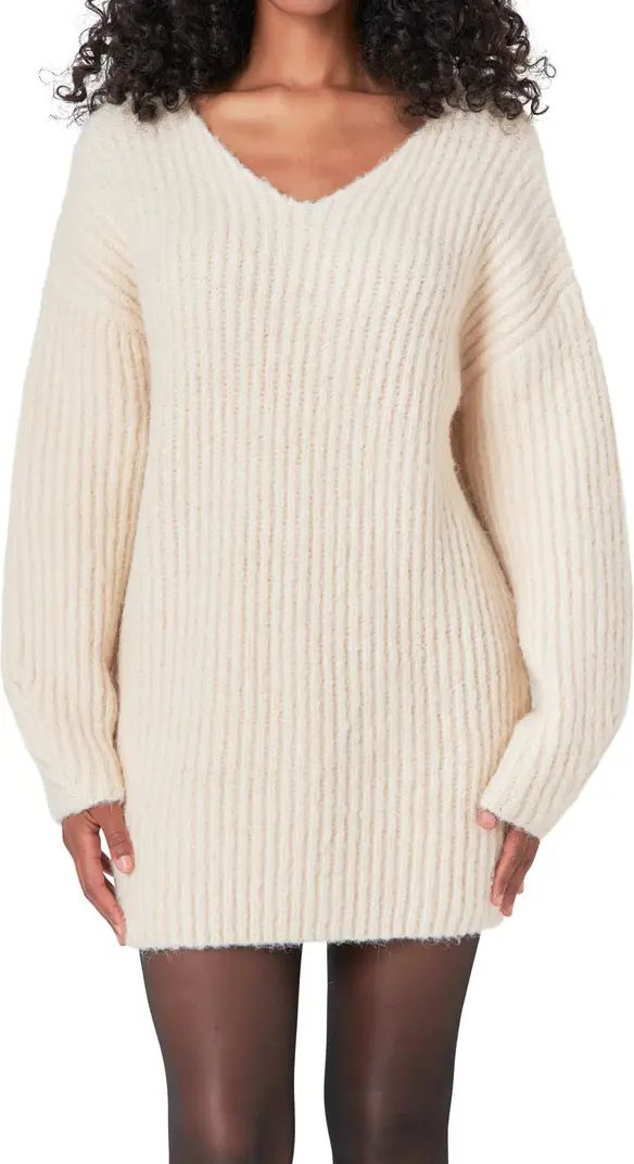 Endless Rose Oversize Long Sleeve Rib Sweater Minidress | Nordstrom | Nordstrom