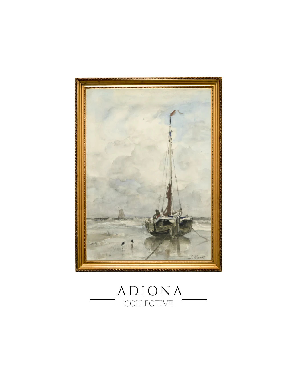 On Shore Vintage Boat Painting Oil Painting Vintage Nautical Art Vintage Artwork Printable Artwor... | Etsy (US)