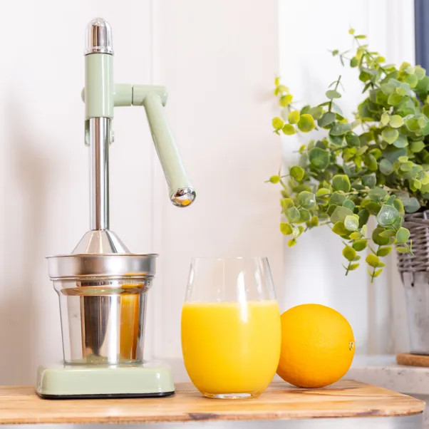 Green Metal Hand-Operated Manual Orange Juicer | Dunelm (migrated)
