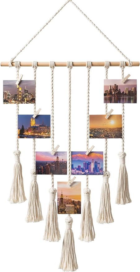 Mkono Hanging Photo Display Macrame Wall Hanging Boho Teen Girl Room Decor Bohemian Pictures Card... | Amazon (US)