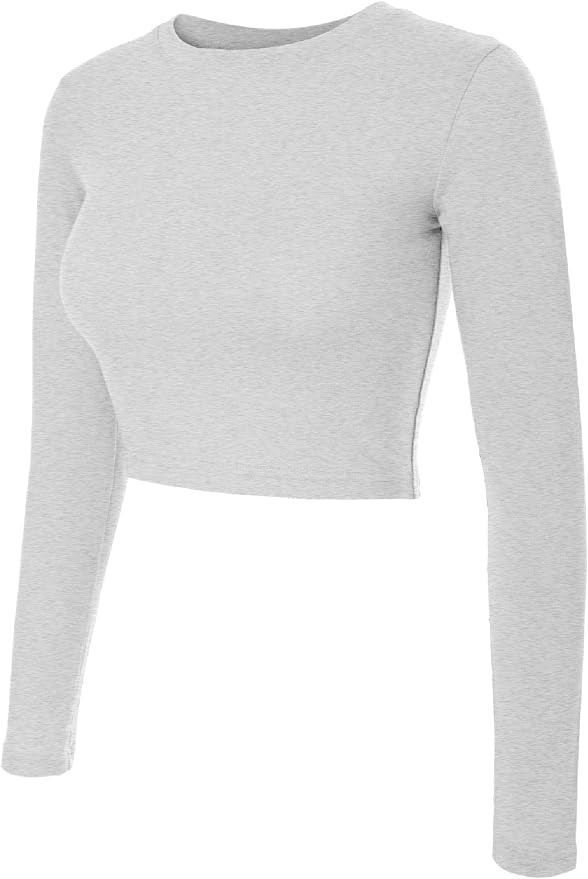 MixMatchy Women's Casual Long Sleeve Round Neck Fitted Crop Tee Top | Amazon (US)
