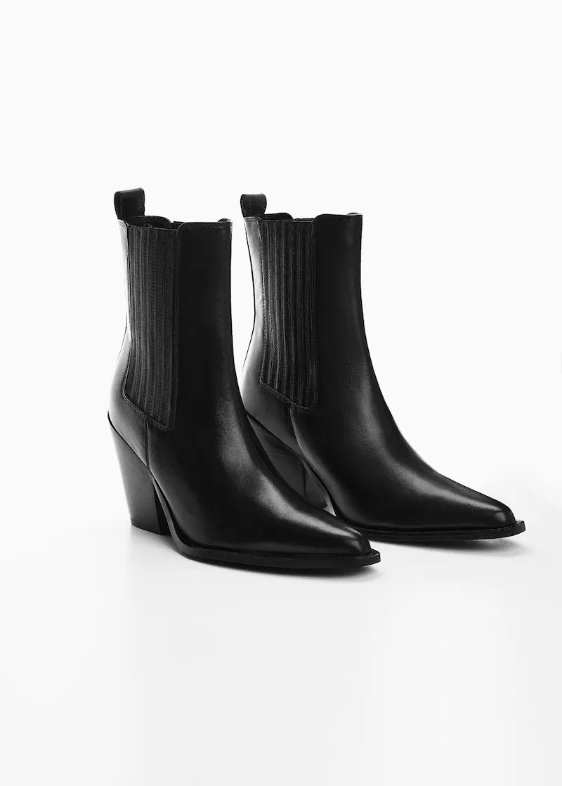 Cowboy-style leather ankle boots -  Women | Mango USA | MANGO (US)