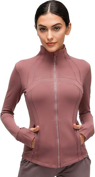 qualidyne Womens Sports Running Yoga Jacket Slim Fit Full Zip Track Jacket Turtleneck Workout Jacket | Amazon (US)