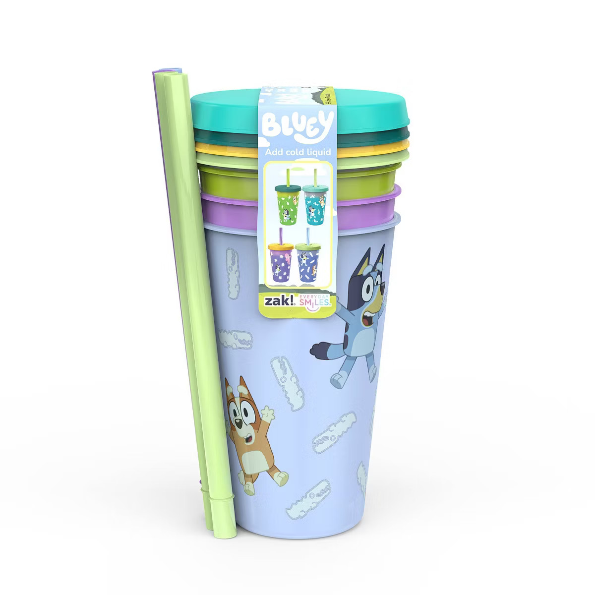 Zak Designs 4pk 16.5 fl oz Plastic Bluey Straw Tumbler Set: Kids & Toddler Cups, Dishwasher-Safe,... | Target