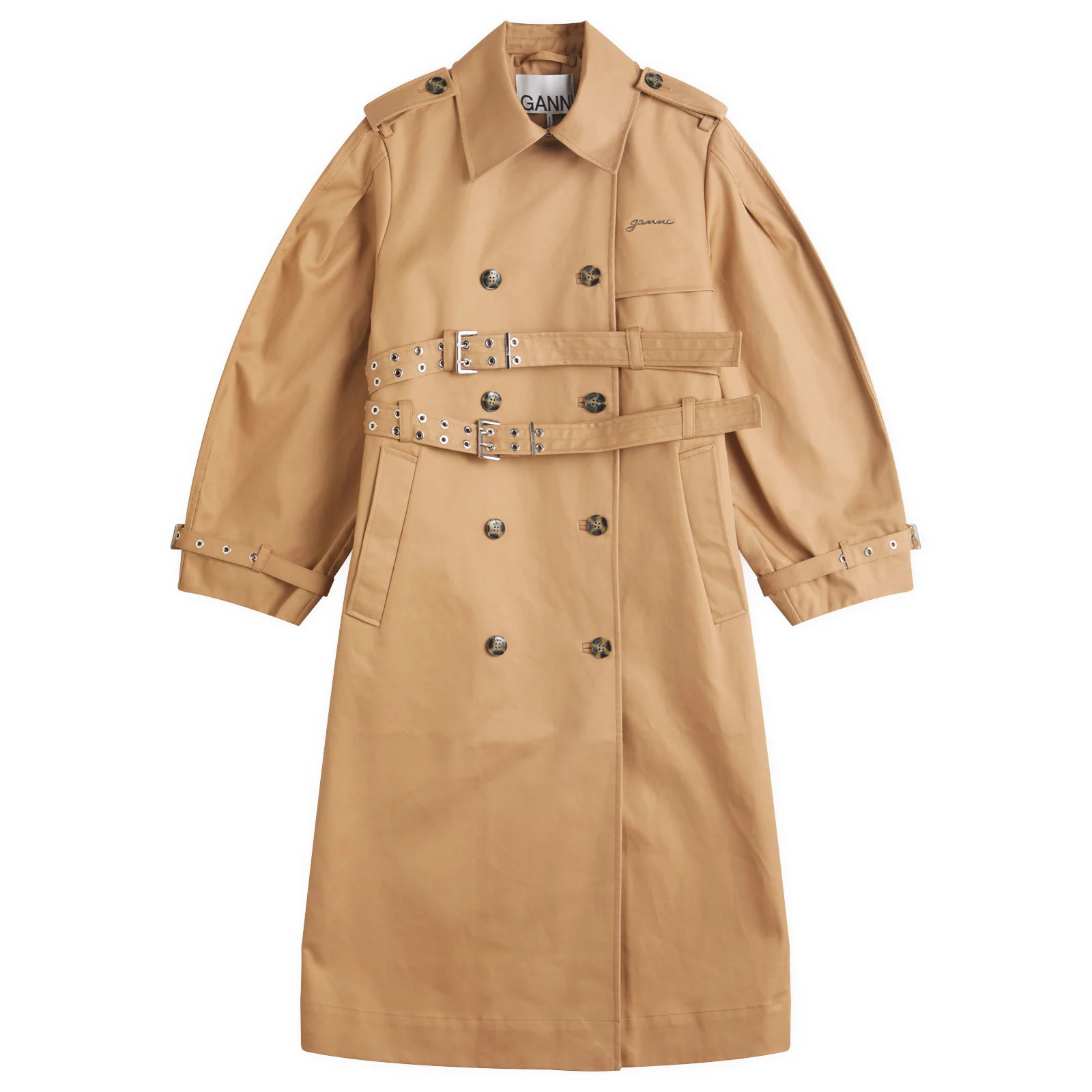 GANNI Women's Bonded Trench Coat in Tiger'S Eye, Size Medium | END. Clothing