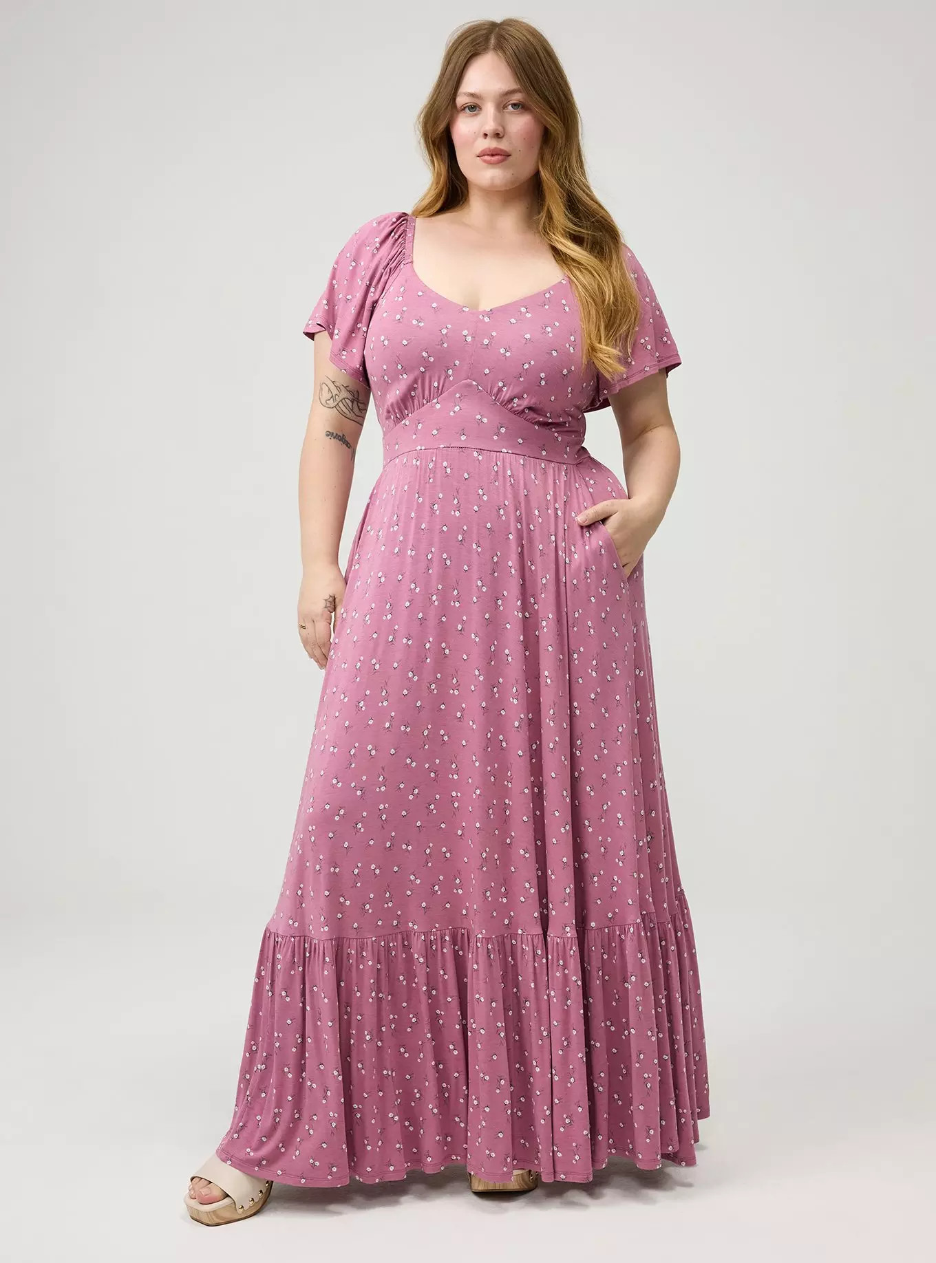 Flutter Sleeve Tiered Maxi Dress | Torrid (US & Canada)
