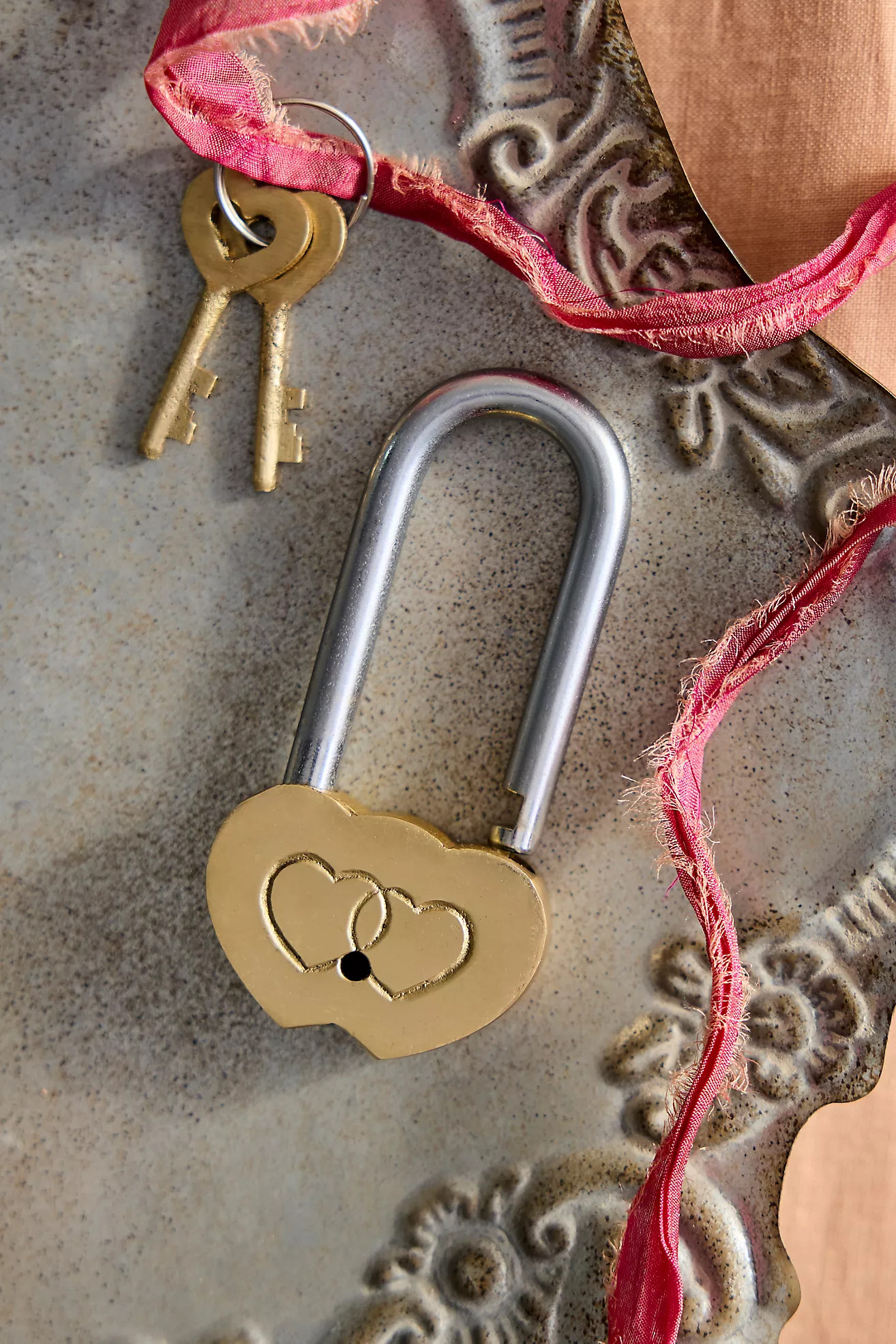 Double Hearts Engraved Lock | Anthropologie (US)