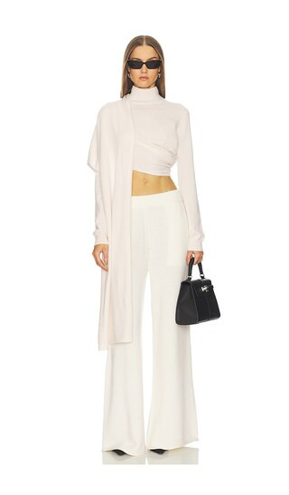 Jetta Cashmere Draped Scarf Turtleneck in Cream | Revolve Clothing (Global)