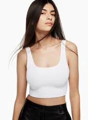 Sculpt Knit Squareneck Cropped Tank - white | THE YES