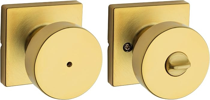Kwikset Pismo Interior Privacy Door Knob with Lock, Door Handle for Bathroom and Bedroom, Satin B... | Amazon (US)