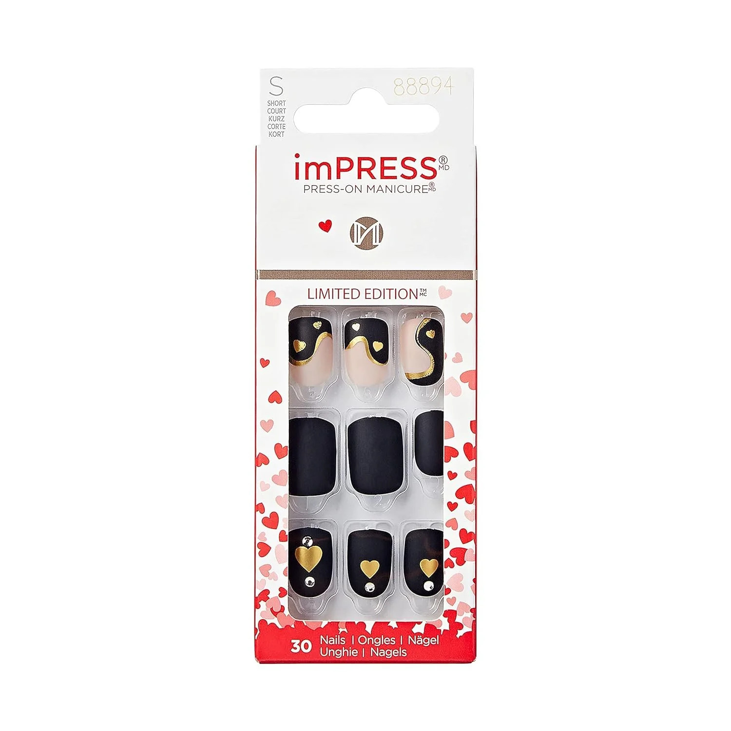 KISS imPRESS Press-On Manicure Limited Edition Valentine Nails, Heart Beat, 30 Count - Walmart.co... | Walmart (US)