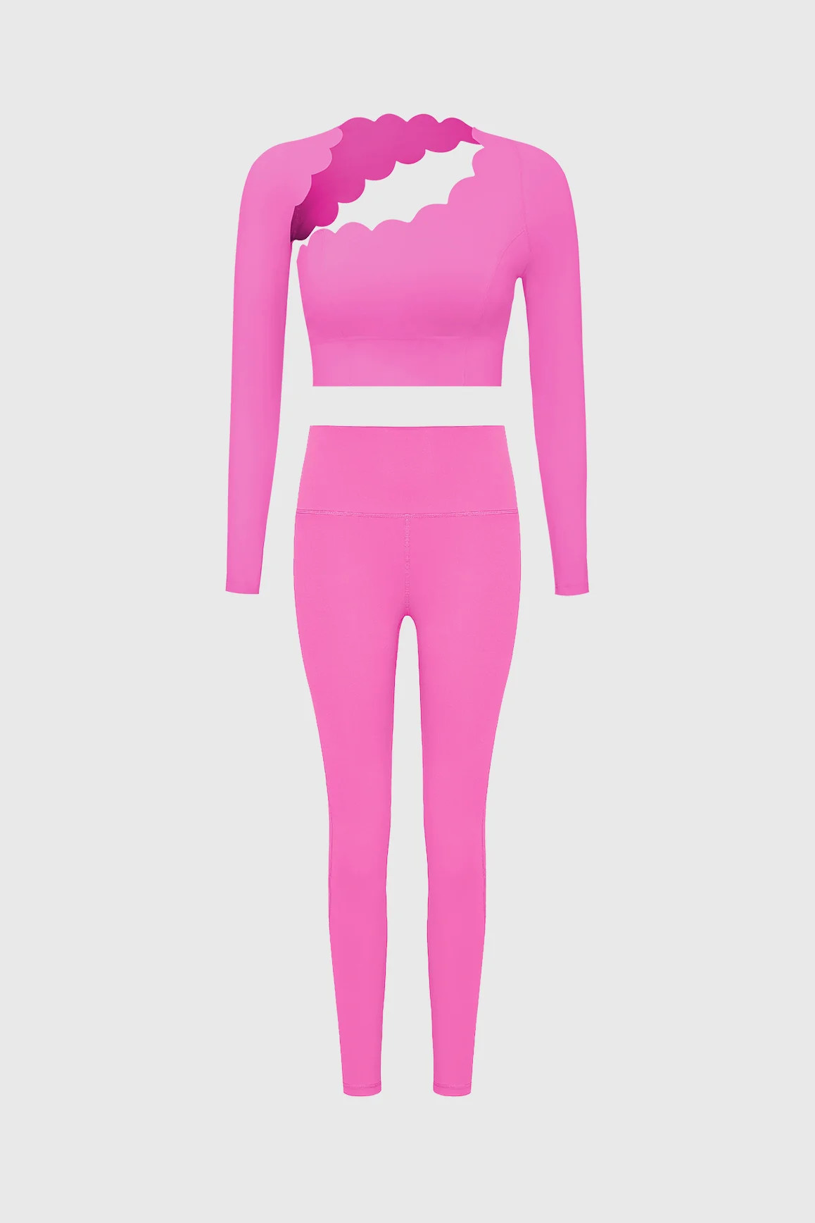 Asymmetrical Long Sleeve Crop Top + High-waist Training Legging | WISKIIACTIVE