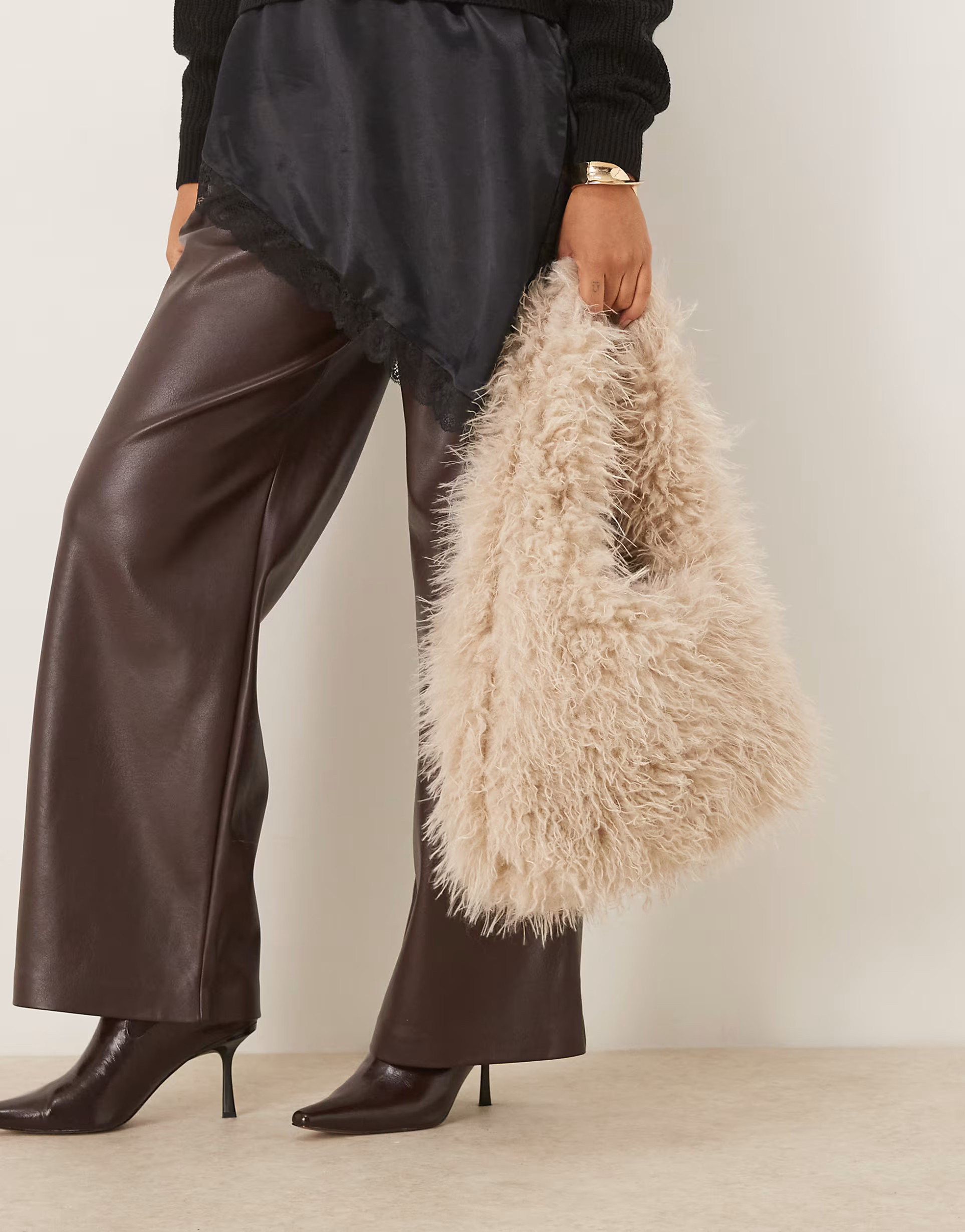 ASOS DESIGN curly faux fur tote bag in cream | ASOS (Global)