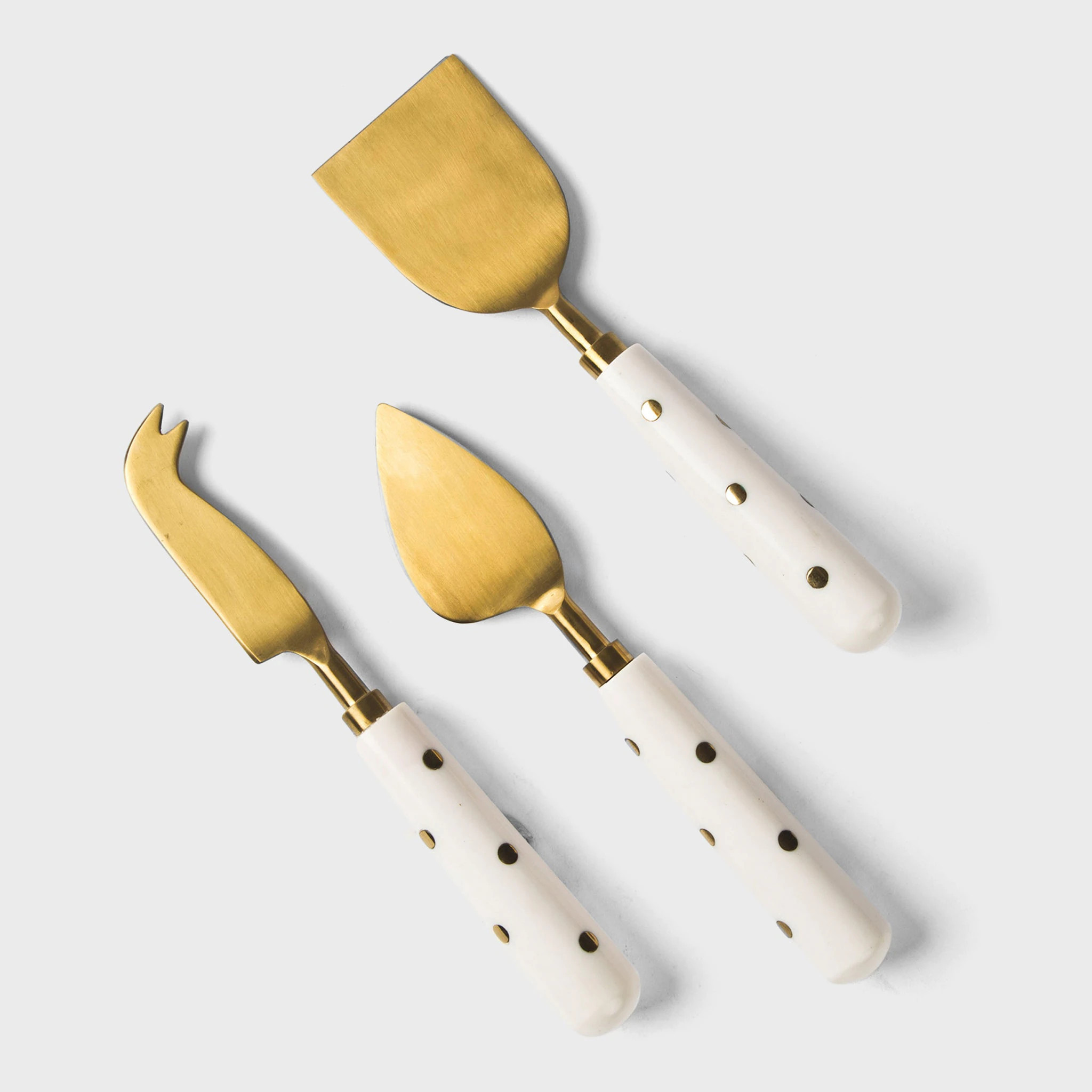 Mela Artisans Sitara Cheese Server Set - 3-Piece Stainless Steel Trio with Ivory Handles one_size in White | MAKA007 | Lowe's