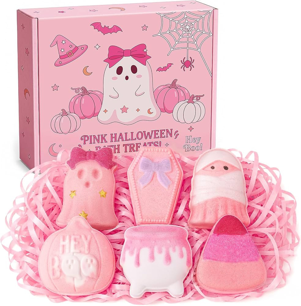 Pink Halloween Bath Bombs,Boo Basket Stuffers for Women Teen Girls Kids | Amazon (US)