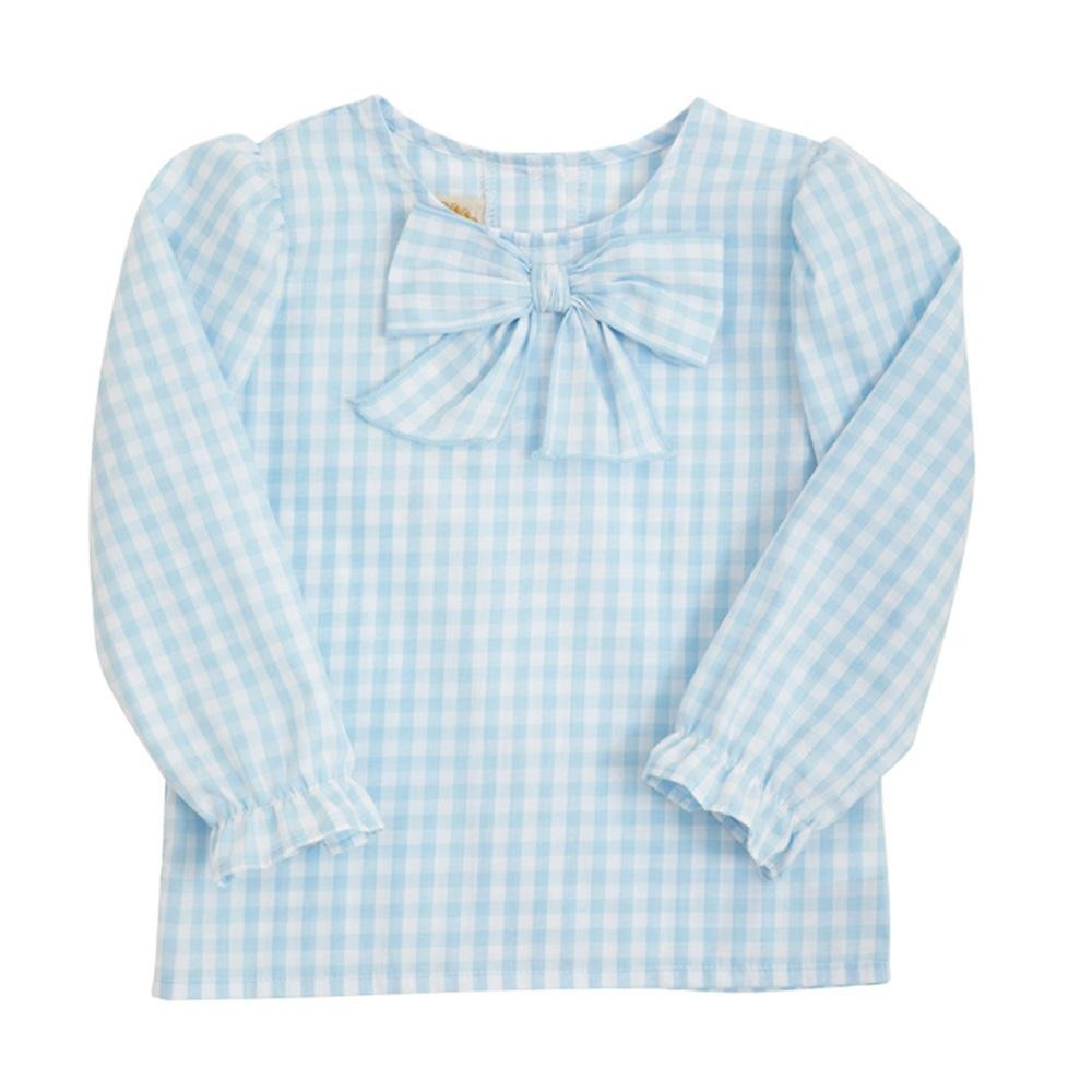 Beatrice Bow Blouse - Buckhead Blue Gingham | The Beaufort Bonnet Company