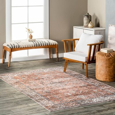 nuLOOM Britt 9 X 12 (ft) Rust Indoor Medallion Vintage Machine Washable Area Rug | Lowe's