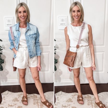 Easy and casual outfit for spring or summer. Amazon romper and denim jacket with big buckle Birkenstocks. Comfy and great for spring or summer! Fits true to size and comes in many colors. 

Romper, jumpsuit, Amazon fashion, fashion tips, spring outfit, summer outfit 

#LTKOver40 #LTKFindsUnder50 #LTKStyleTip