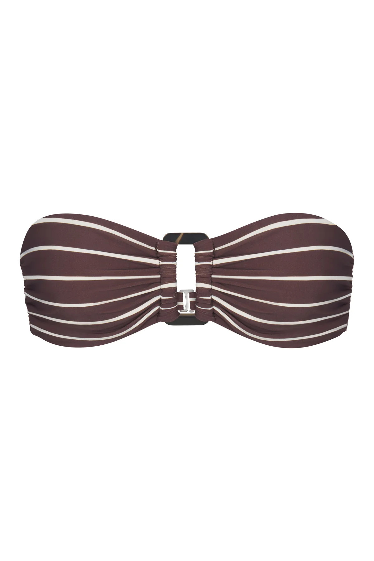 The Tortoise Bandeau Bikini Top In Espresso Odd Stripes | Over The Moon