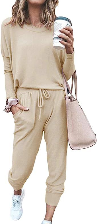 ETCYY NEW Lounge Sets for Women Sweatsuits Sets Two Piece Outfit Long Sleeve Pant Workout Athleti... | Amazon (US)