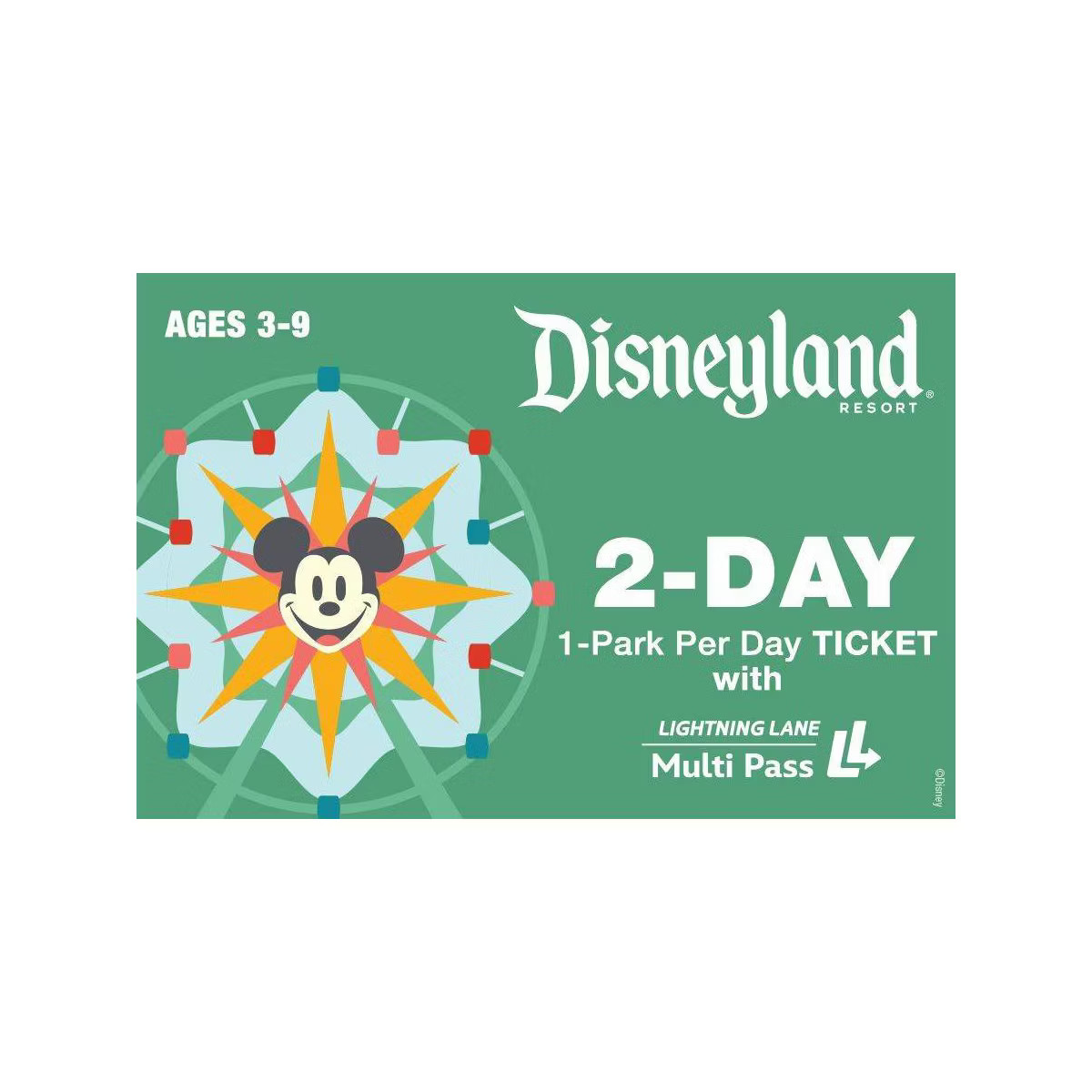 Disneyland 2-Day 1-Park Per Day Ticket with Lightning Lane Multi Pass $374 (Ages 3-9) | Target