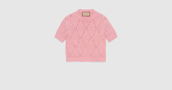 Gucci GG cotton knit T-shirt with beads | Gucci (US)
