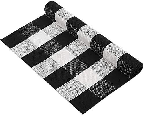 MUBIN Cotton Buffalo Plaid Rug 27.5 x 43 Inches Black and White Check Rugs Hand-Woven Indoor or O... | Amazon (US)
