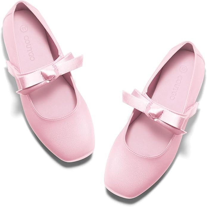 Coutgo Girls Mary Jane Dress Shoes Flower Girl Shoes Bow Satin Ballet Flats for Party Wedding Sch... | Amazon (US)