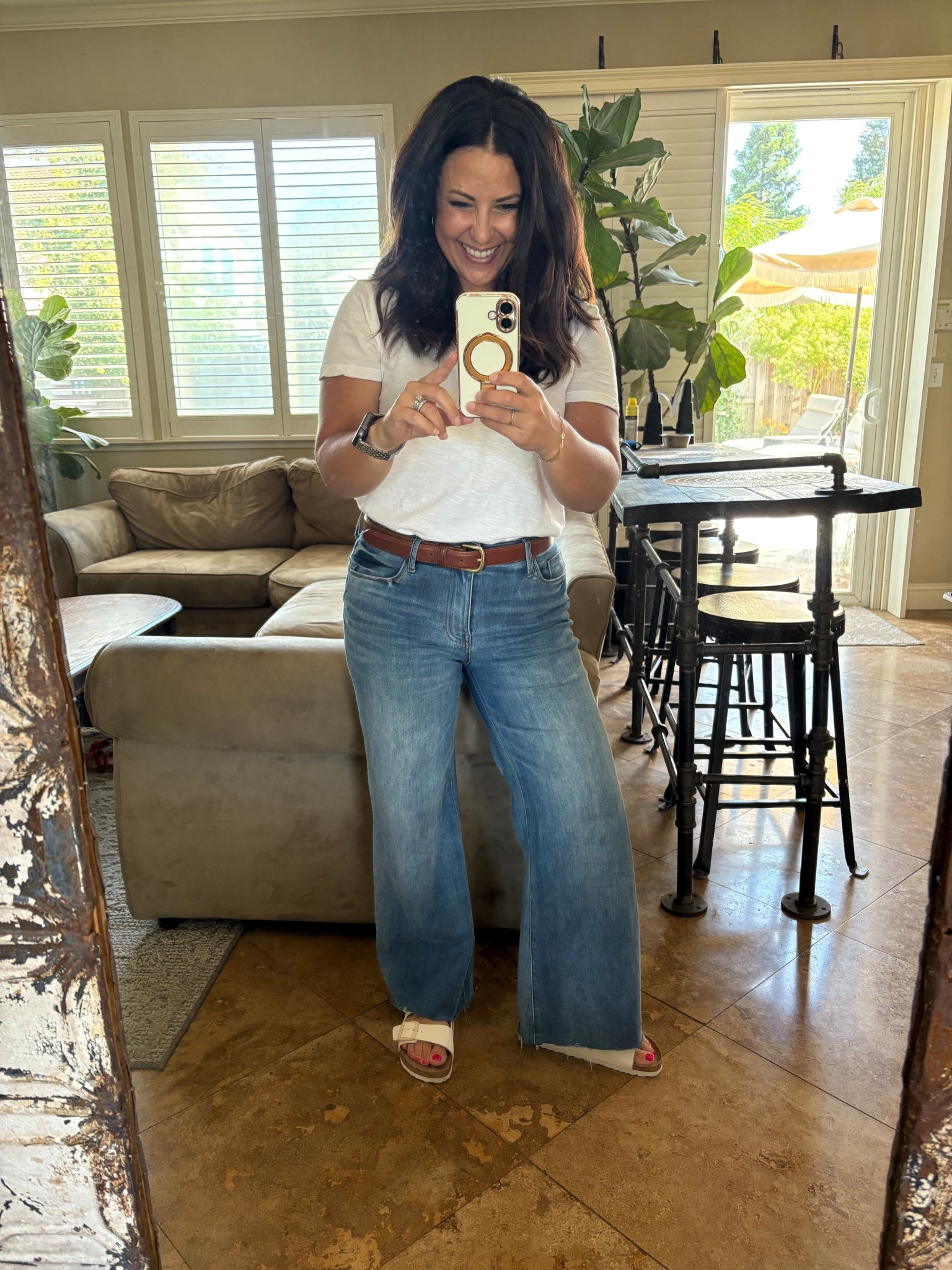 Basics for this unusually cool summer day. I just picked up these Birkenstock Arizona’s in eggshell and love them! They go with everything and I really like the taupe buckles. 

#LTKSummerEdit #LTKOver40 #LTKShoeCrush