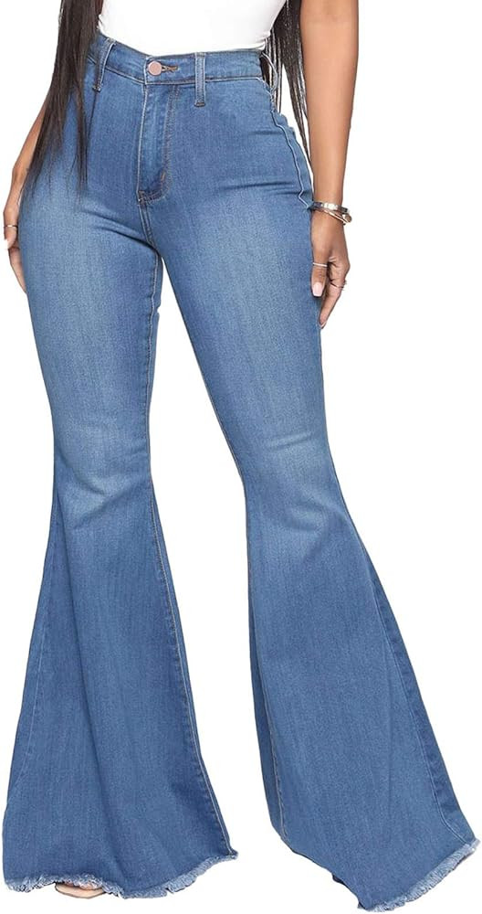 YouSexy Women's Flare Bell Bottom Jeans Destroyed Flare Denim Pants 70s Outfits for Women | Amazon (US)