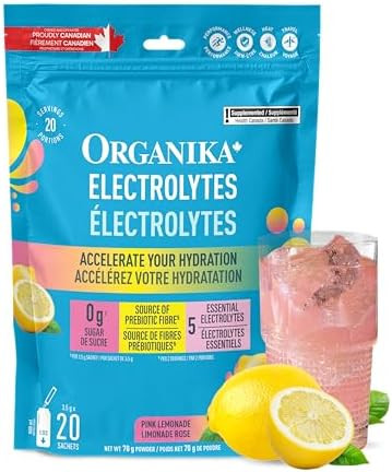 Organika Canadian-Made Electrolytes Powder- Pink Lemonade Sachets- On the Go Sugar Free Hydration... | Amazon (CA)