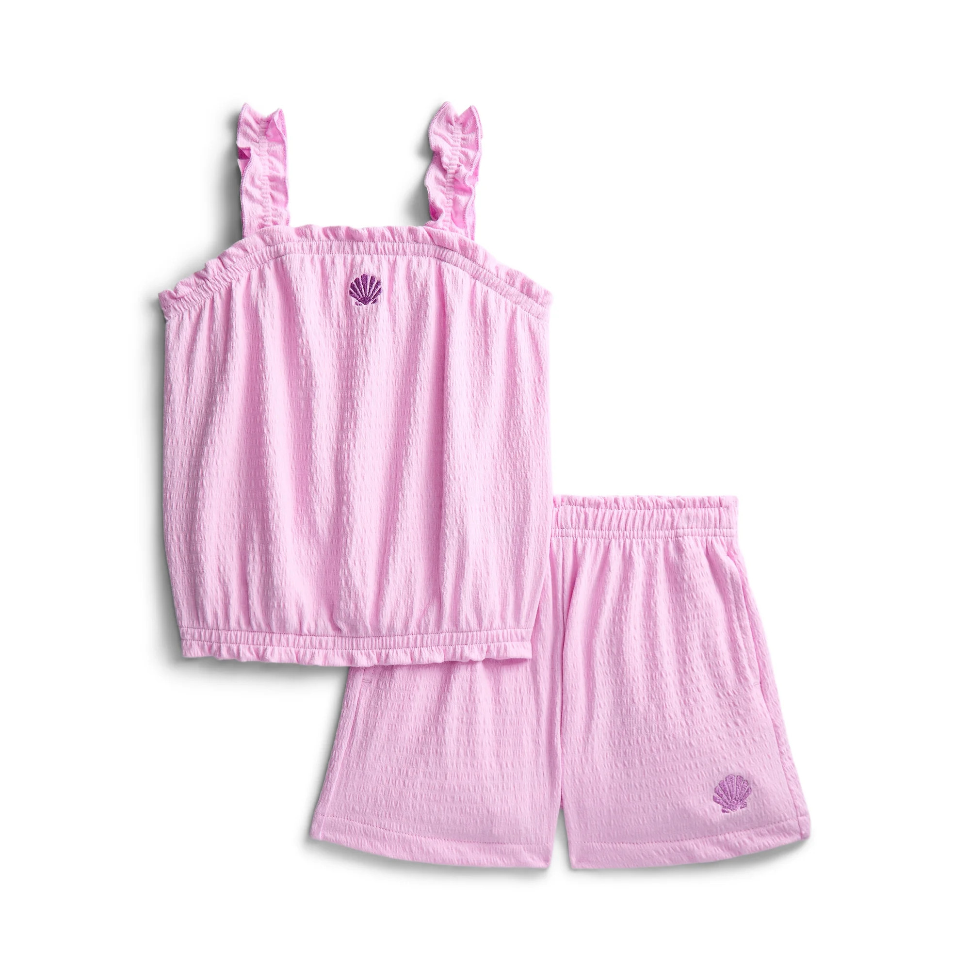 Wonder Nation Girls Bubble Tank Top and Shorts Outfit Set, 2-Piece, Sizes 4-10 | Walmart (US)