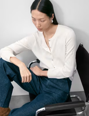 Pure Cashmere Crew Neck Cardigan | Autograph | M&S | Marks & Spencer (UK)