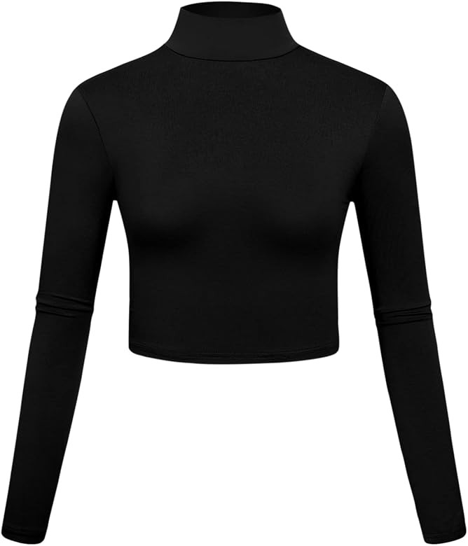 KLOTHO Lightweight Mock Turtleneck Crop Tops Long Sleeve Casual Base Layer for Women or Teen Girl... | Amazon (US)